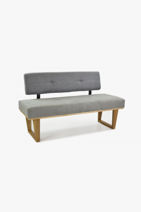 Moderne Stoffbank grau 150 cm mit Eichenholzbeinen